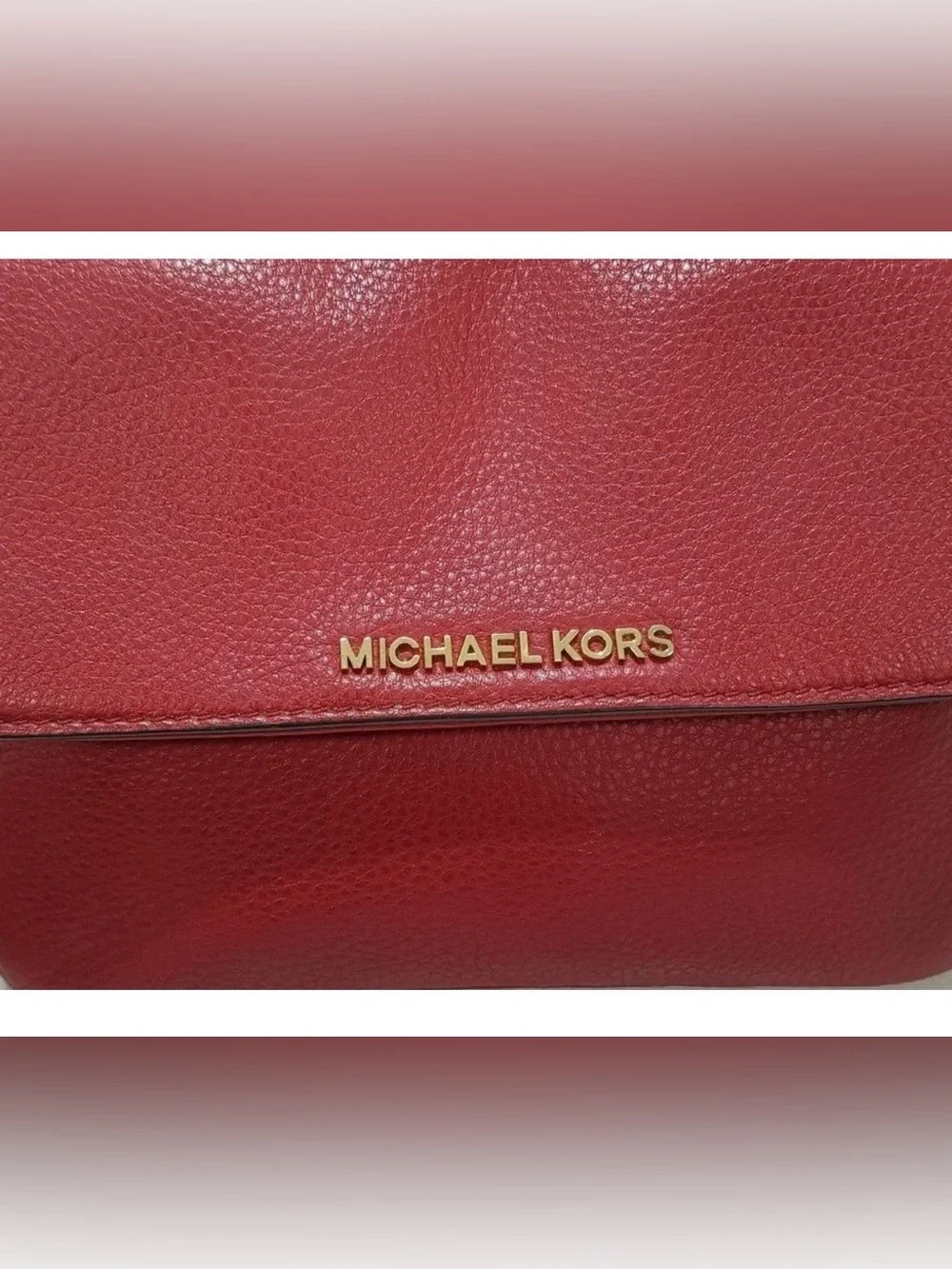 Michael Kors Red Pebbled Leather Crossbody with Gold Chain